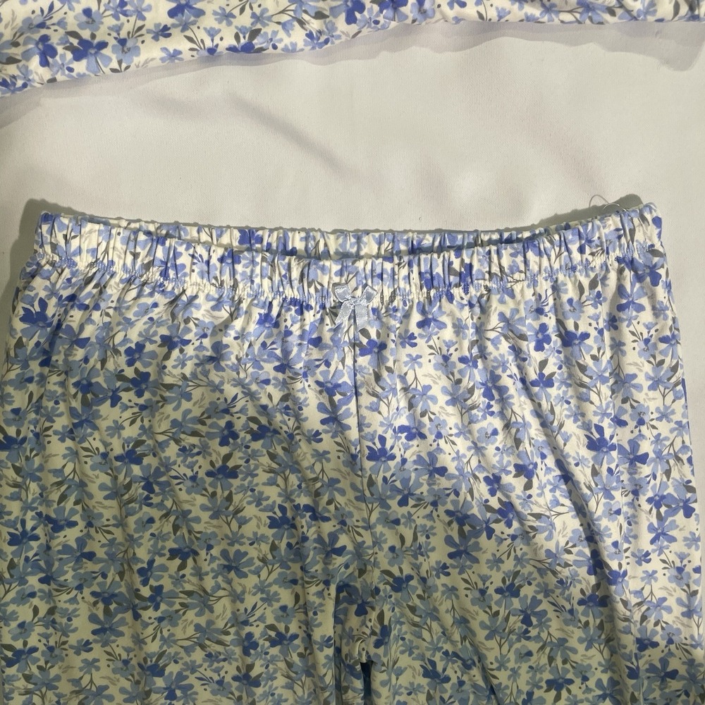 NWT Rene Rolfe 2 Piece Pajama Set Women M Sleeveless Tank W/ Capri's Blue Floral - Picture 6 of 9